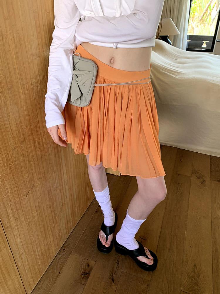 [collective]당일출고Orange pleats skirt / 오렌지 플리츠 스커트