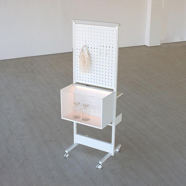 인포 : 쇼케이스 스탠드 (타공 패널x1 / 투명 쇼케이스x1 / 선반x2)