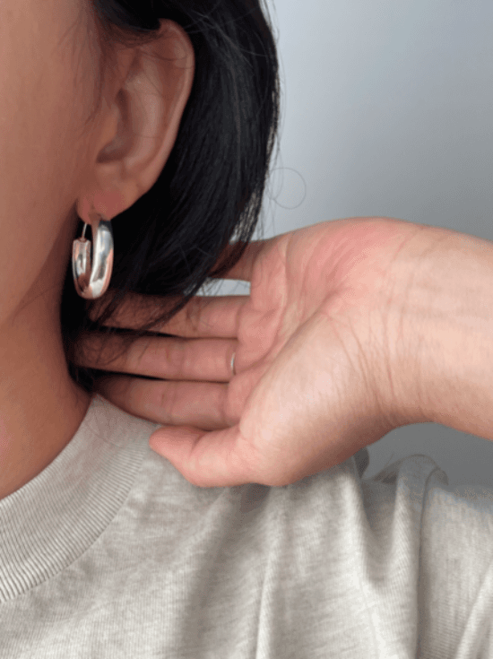 데일리 심플 실버 링 귀걸이 (2size)
