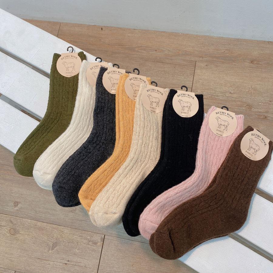 수리39링 [1+1] 여자 겨울 두꺼운 울 양말 양털 니트삭스 8color