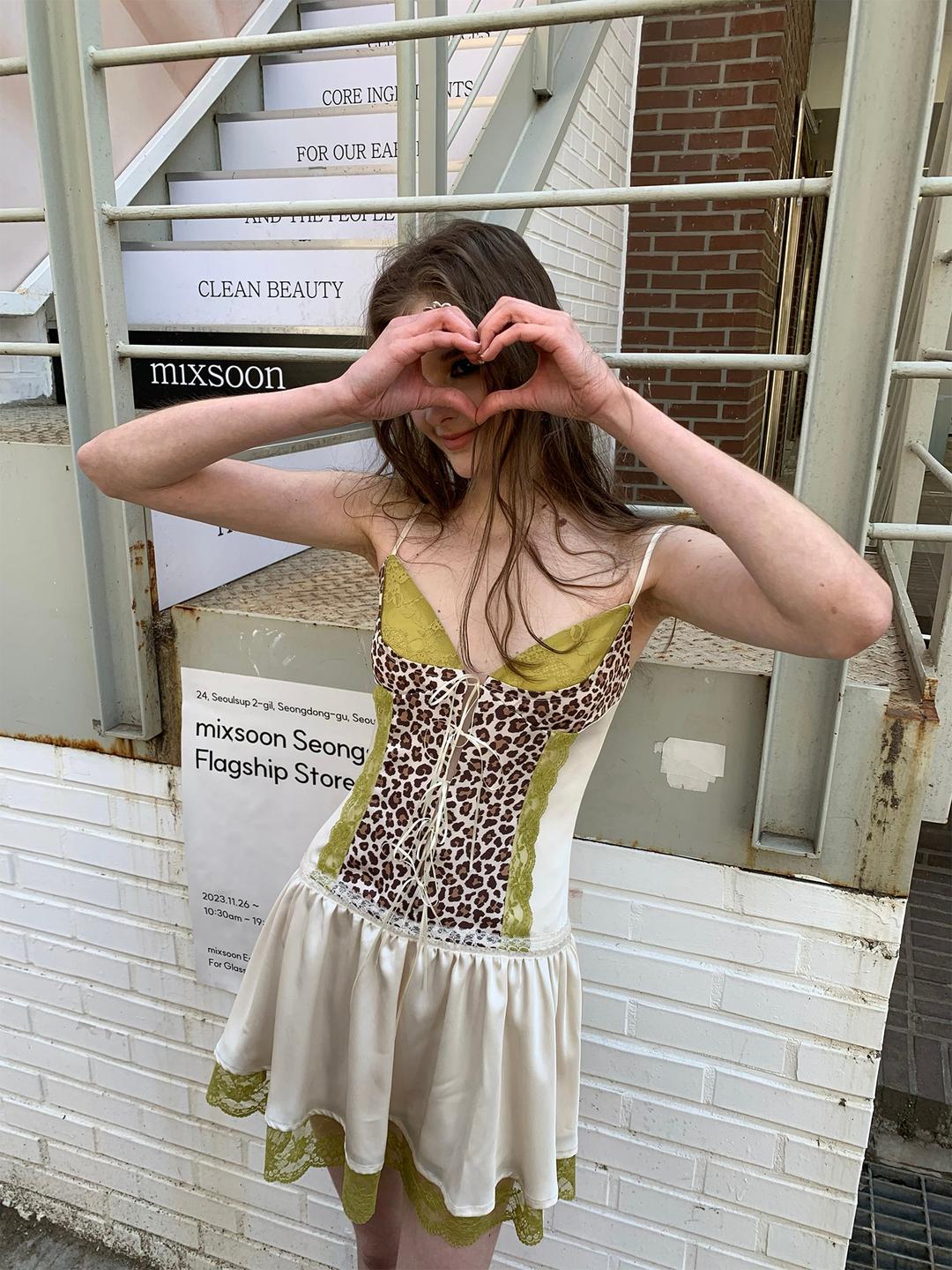 [F0095]Sexy leopard print slip dress