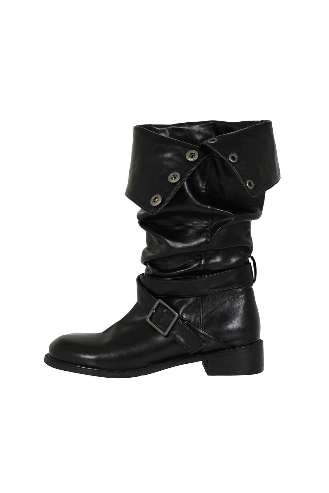 FOLDED BUCKLE BOOTS BLACK