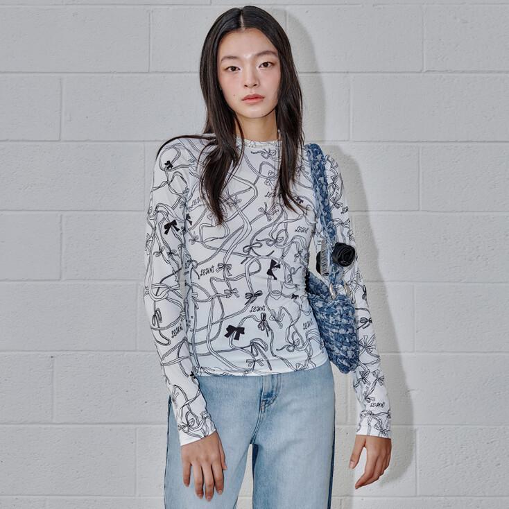 Ribbon Tied Print Jersey