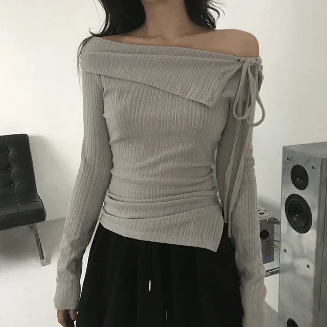 레이스업 오프숄더티