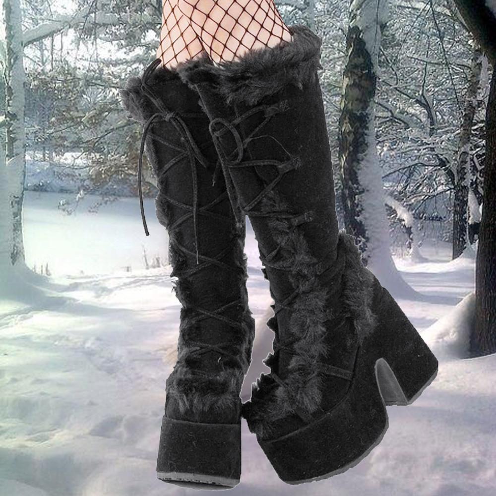 laceup fur boots | 레이스업퍼 부츠방울퍼부츠 털부츠 겨울부츠 스키부츠 여자부츠 여자털부츠 레이스업부츠 통굽부츠