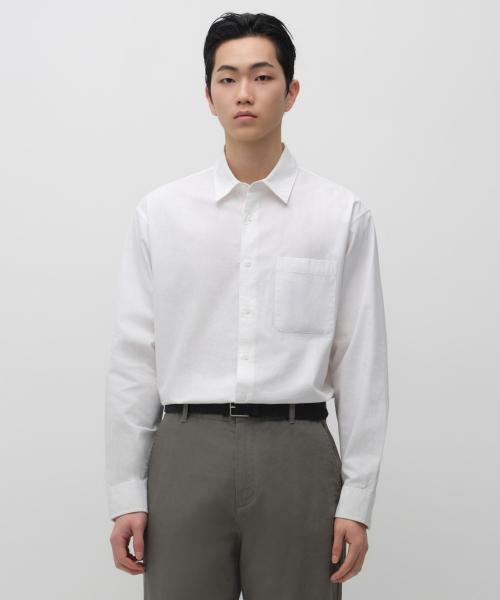 릴렉스드 린넨 블렌드 셔츠 [화이트]