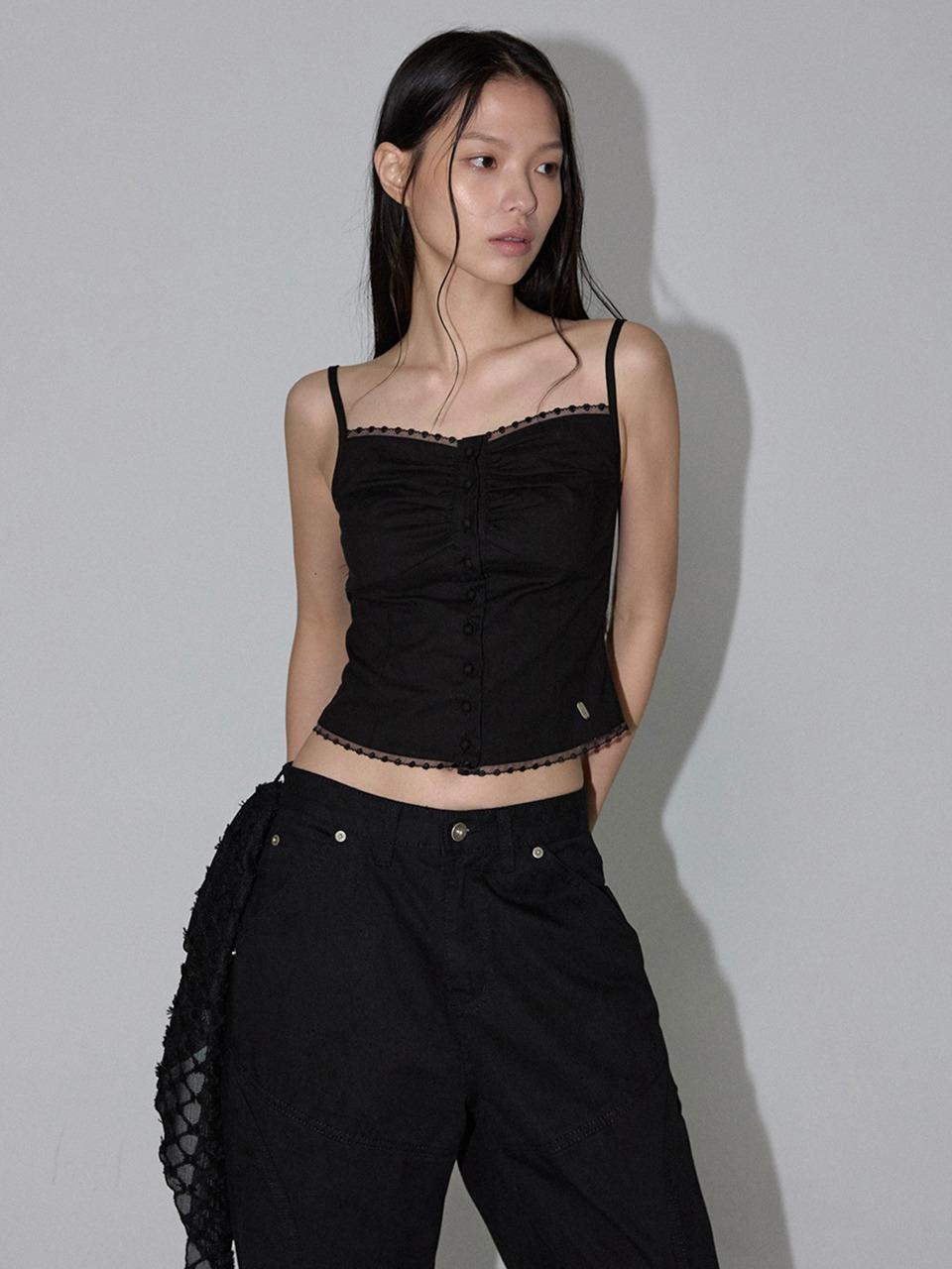 [3rd Reorder] Yuna Shirring Blouse (black)