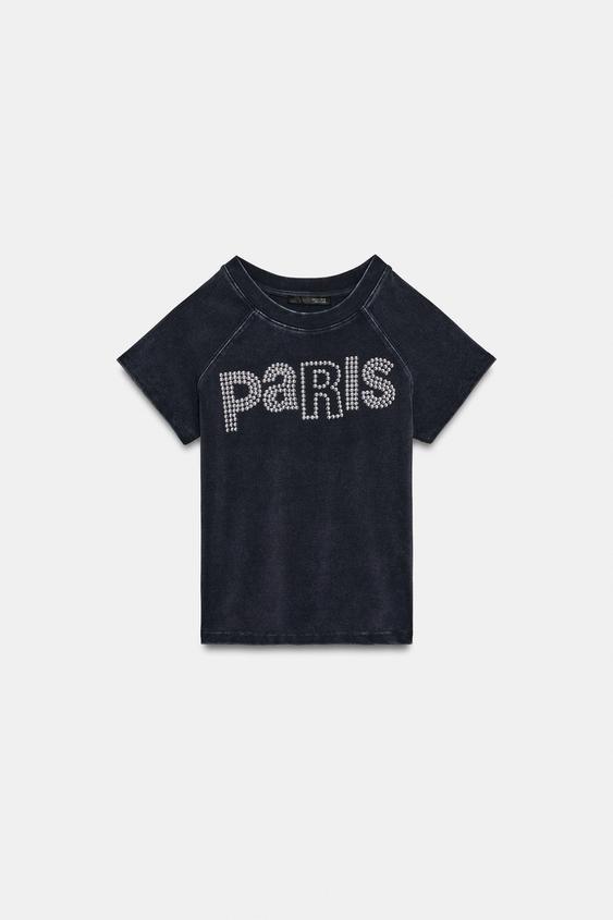 워싱 페이크 스터드 티셔츠