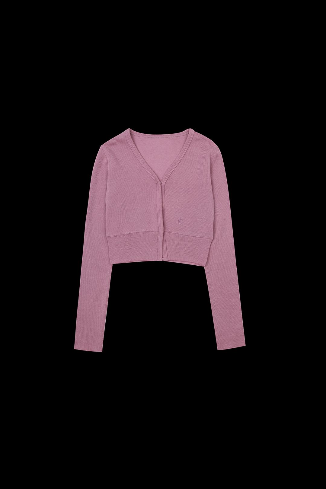 RIB SLIM CARDIGAN LILAC