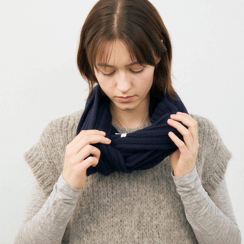Cashmere blended muffler (Navy)