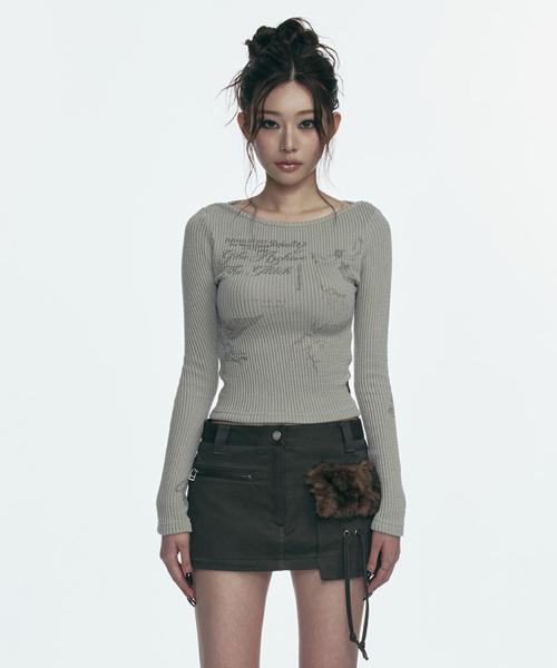 TATTOOED GRAPHIC KNIT_KHAKI