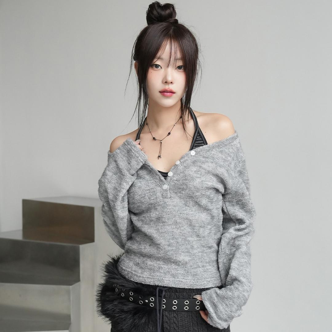 포에드 버튼 티셔츠