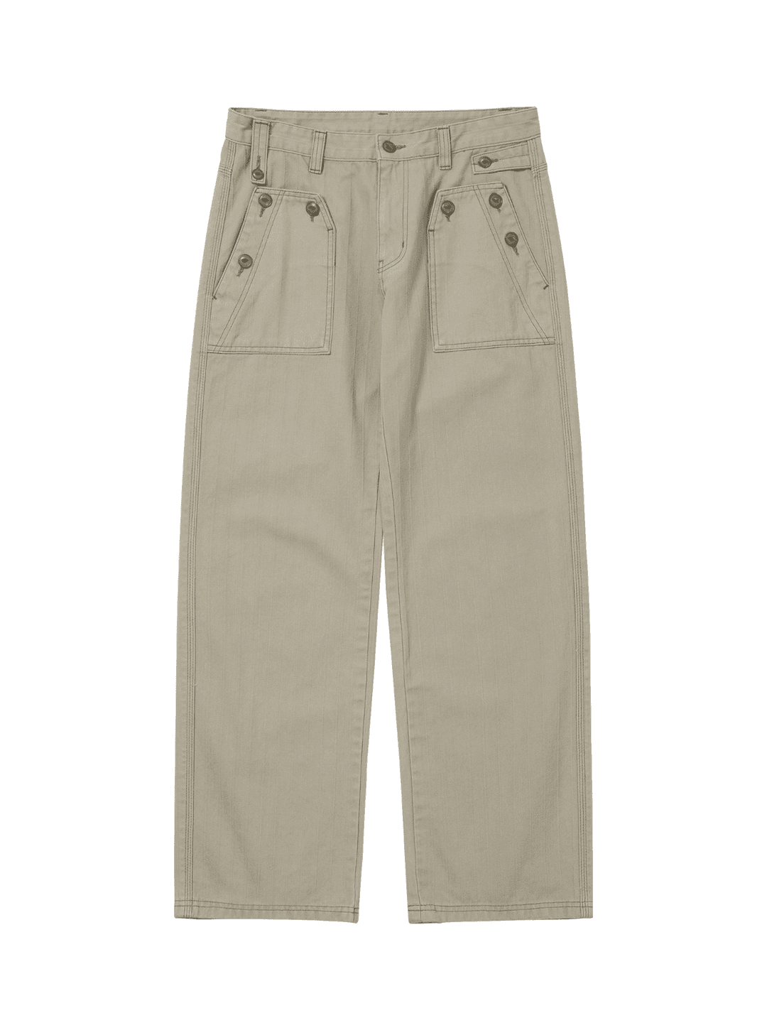 Button Detail Pants Beige