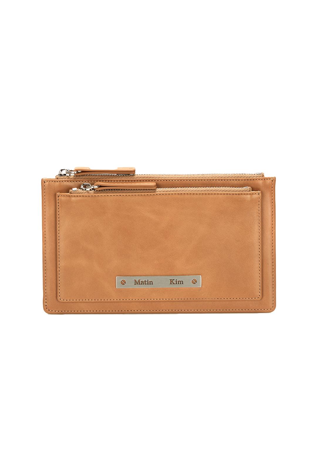 VINTAGE LEATHER CLUTCH BAG IN BEIGE
