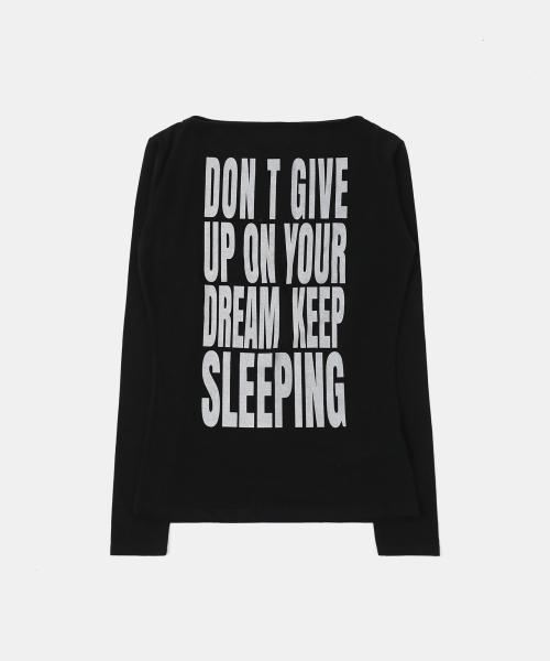 KEEP SLEEPING 보트넥 루즈핏 티 - 블랙
