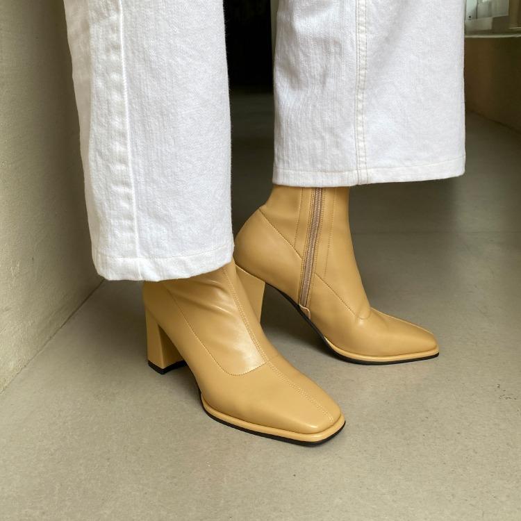 라피테 스퀘어 스판 앵클부츠 7cm