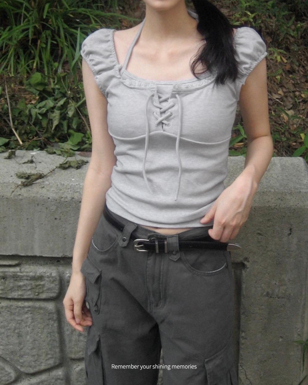 devil halter layered short-sleeved t