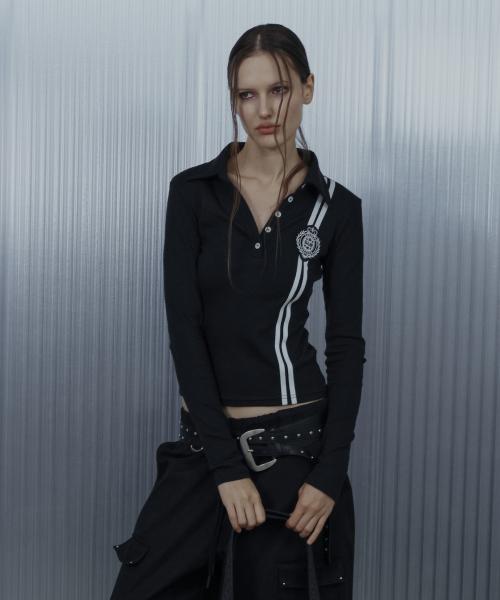 WAFFEN LINE COLLAR TEE / BLACK