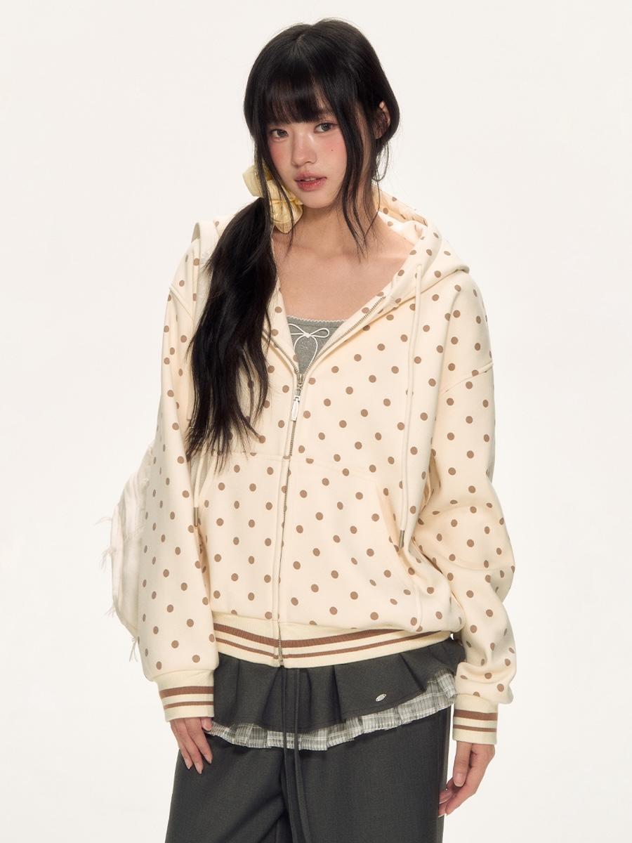 Weekendhub Soft Dot Cozy Zip Hoodie