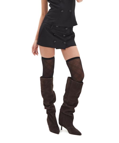 테일러드 3 버튼 미니 스커트 [블랙]