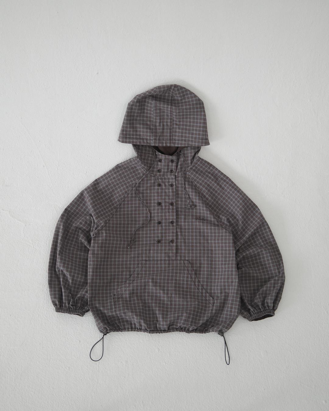 [10/28 예약발송] flétta Double Button Check Hoodie_Brown