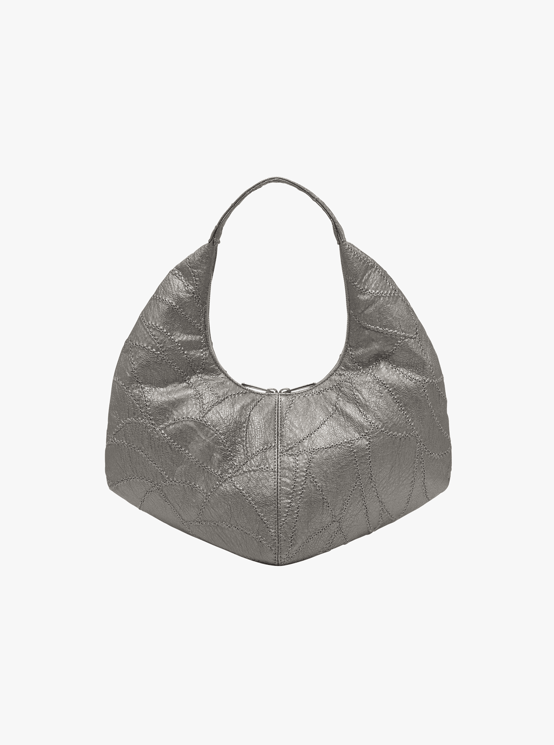 CRESCENT HOBO BAG IN CHARCOAL SILVER