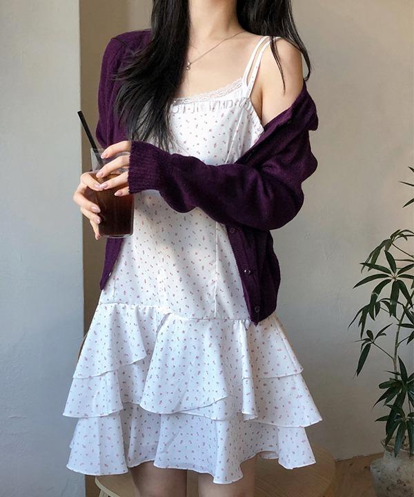 [봄][휴양지]플로리 플라워 프릴 캉캉 나시 원피스 (2color)