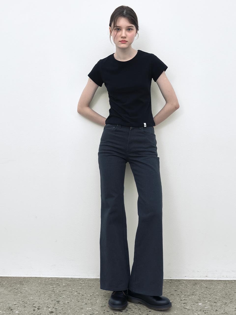 COTTON BOOTS CUT PANTS - CHARCOAL