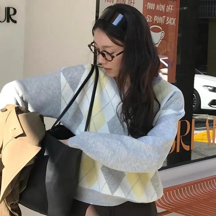 [29CM 단독]Sie Argyle Wool Blend Knit_CREAM(WC25-KN47)