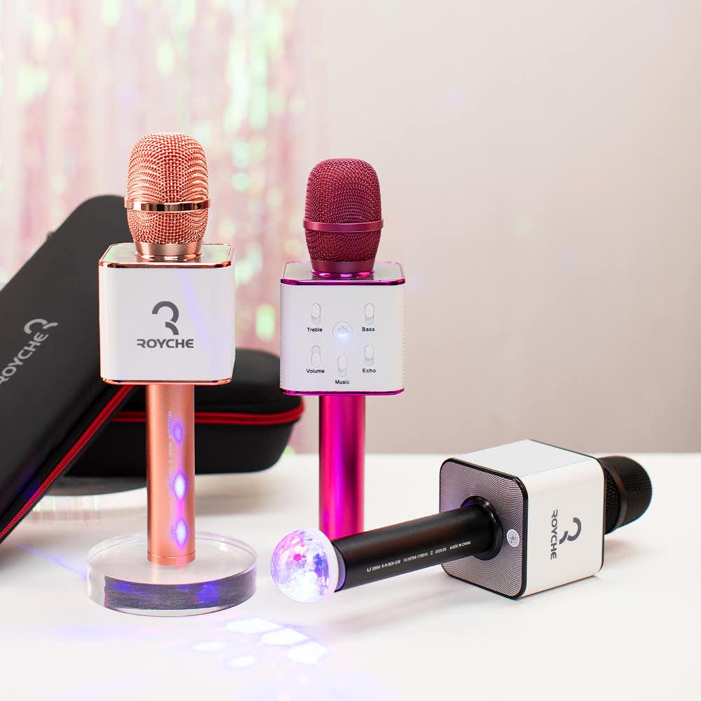 로이체 블루투스 무선 휴대용 노래방 마이크 BTS-30KM+미러볼