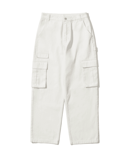 OVERSIZED CARGO DENIM PANTS [WHITE]