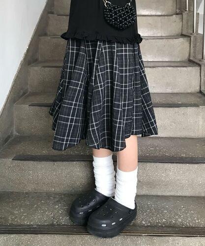(2color)페일 체크 훌 스커트