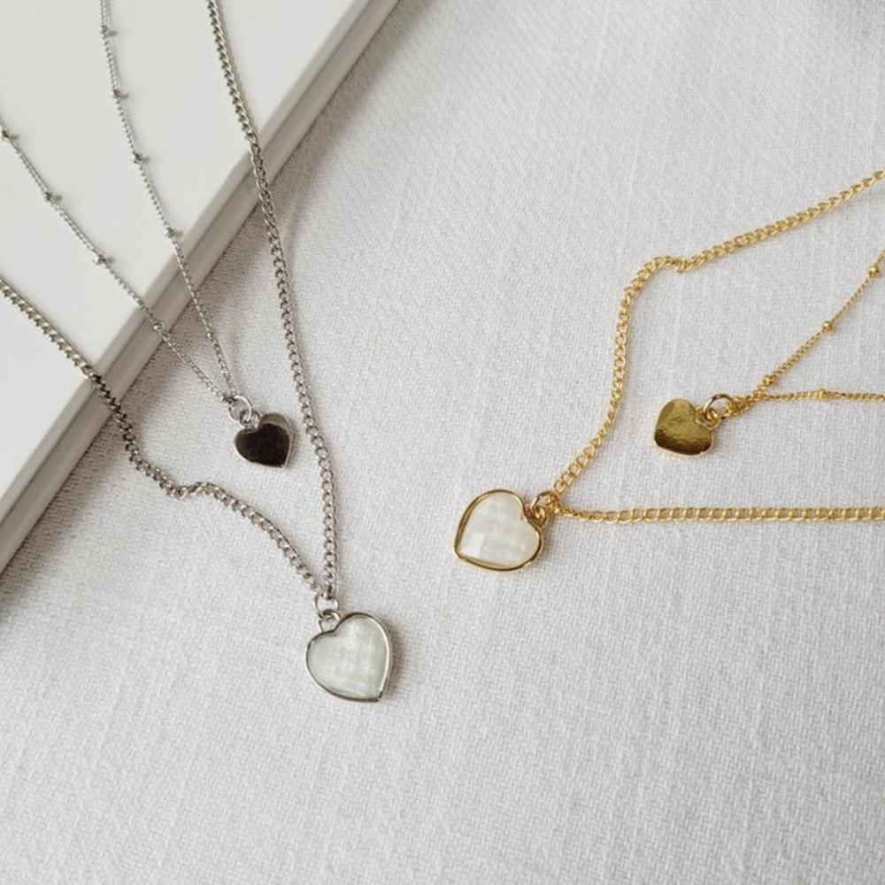 매치 하트 레이어드 목걸이