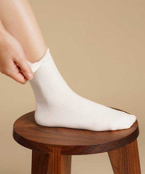 [8팩] 무압박 밴드 여자 무지 중목 양말