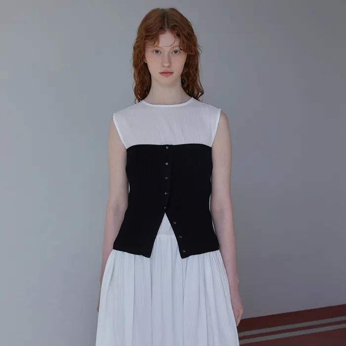 [4차] BUTTON TUBE TOP(BK)