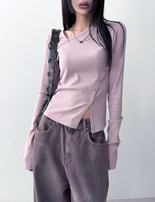 unbalace slit button warmer tee