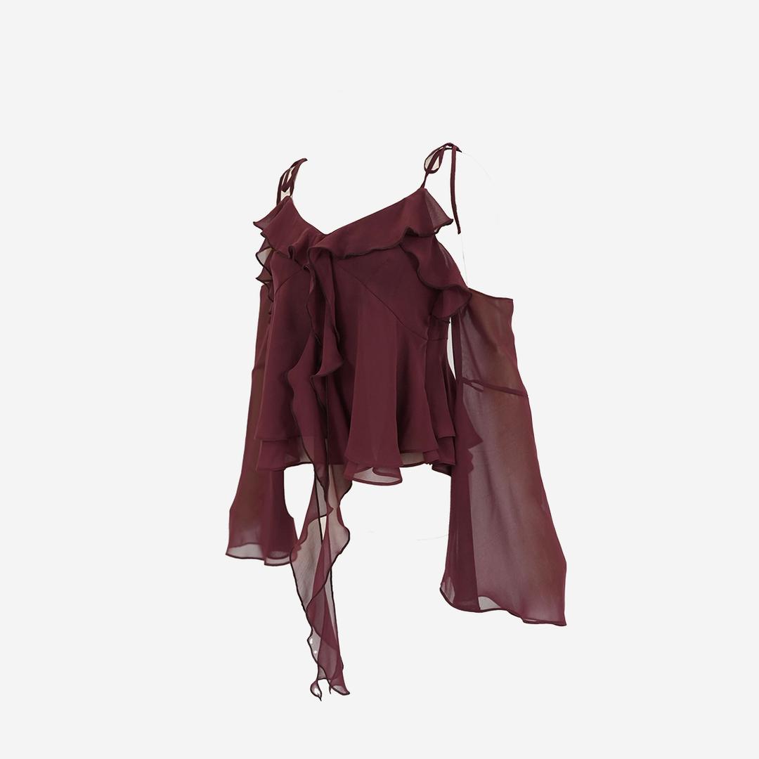 (바로발송) FAIRY BLOUSE [REDISH PURPLE]