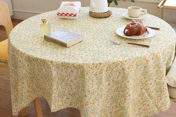 옐로우 들꽃 플라워 봄 빈티지 패브릭 1인용 - 8인용 카페 테이블보 식탁보 5size