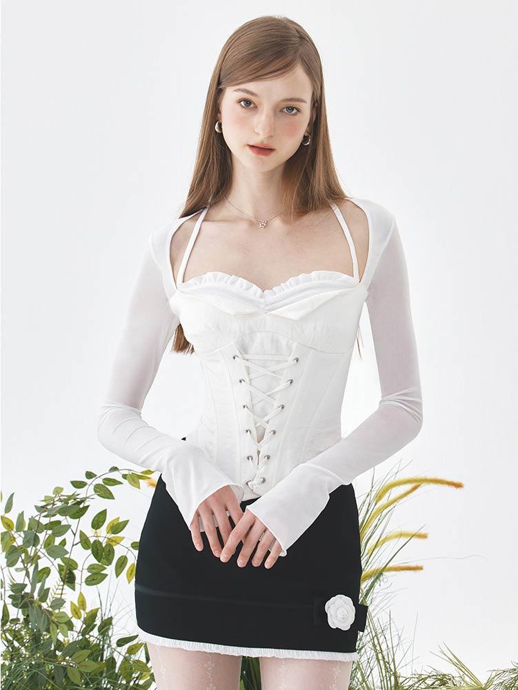 [MESS STUDIO] Corset Halter Neck Long Sleeve