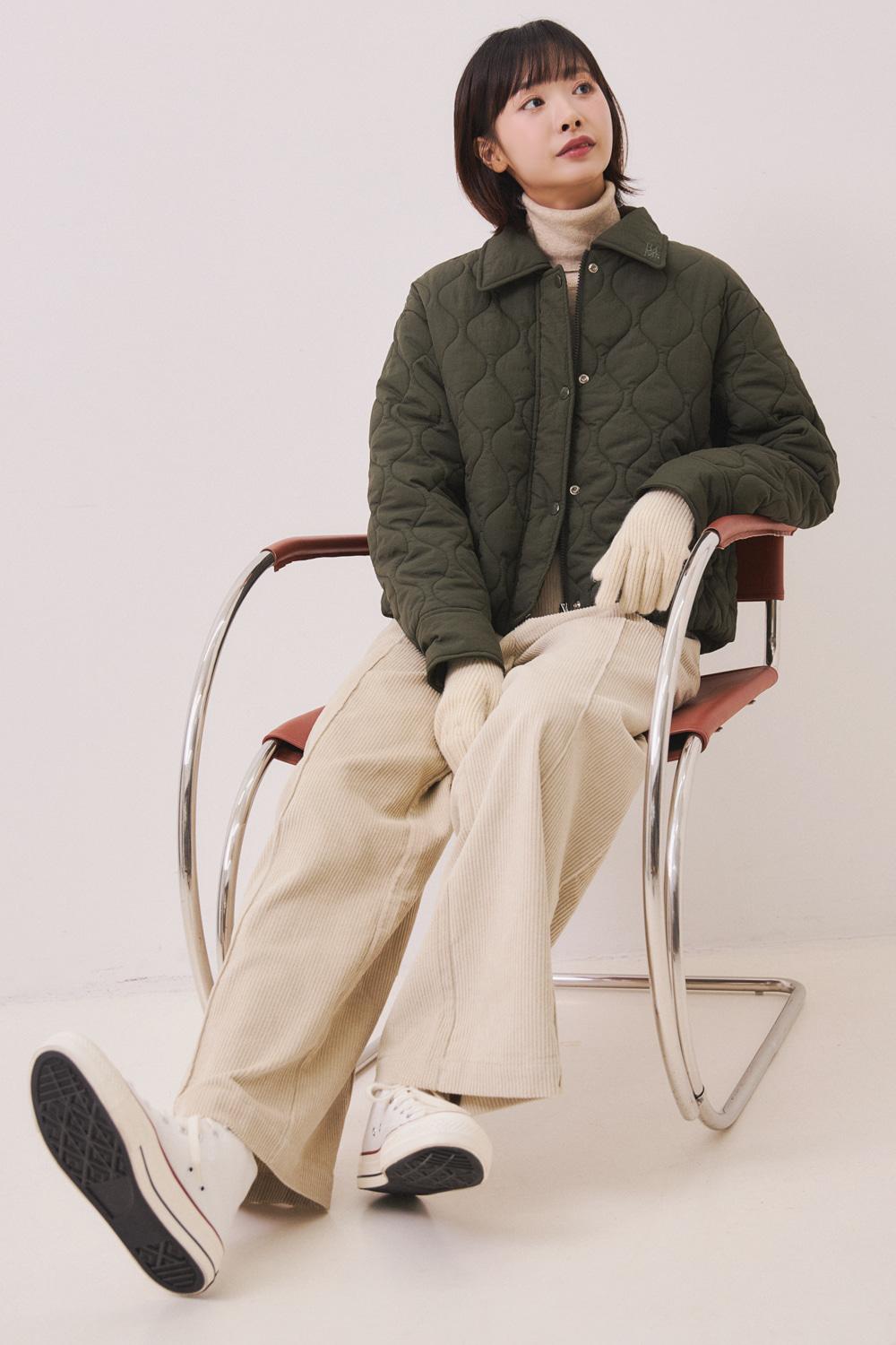 [바이얼민스] 카라 퀼팅 패딩(카키)