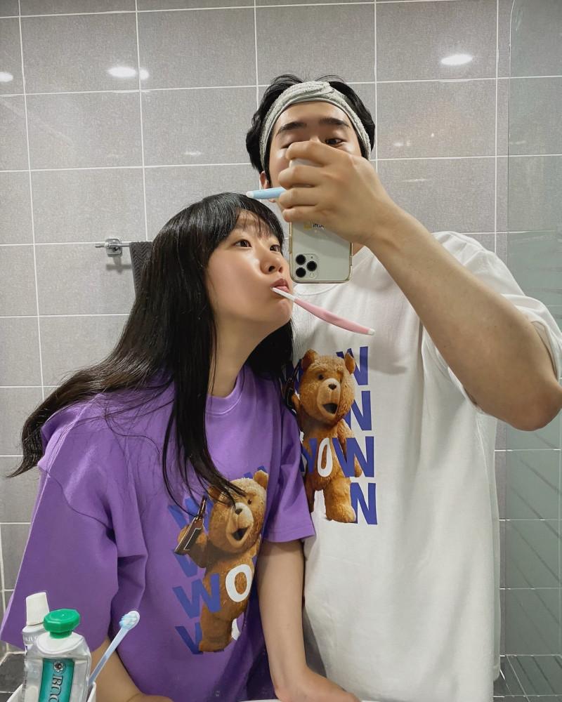 부부상점 예셰쑈 곰돌이 반팔 커플티 시밀러룩 커플 파자마 커플잠옷 홈웨어