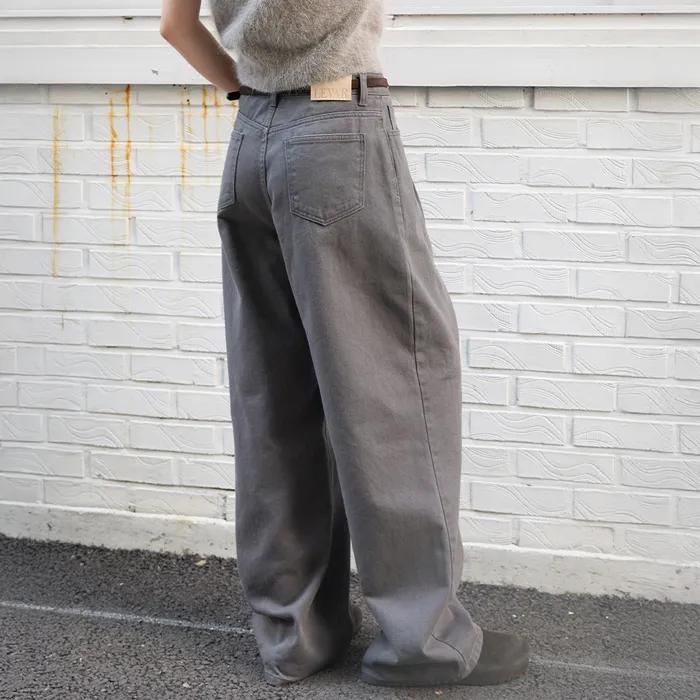 Overdyed Wide Denim - Charcoal Grey