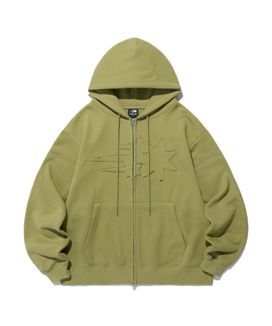 3star logo zip hoodie[olive]