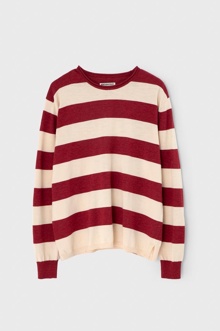BIRTHDAYSUIT STRIPE ROLLNECK KNIT (RED)