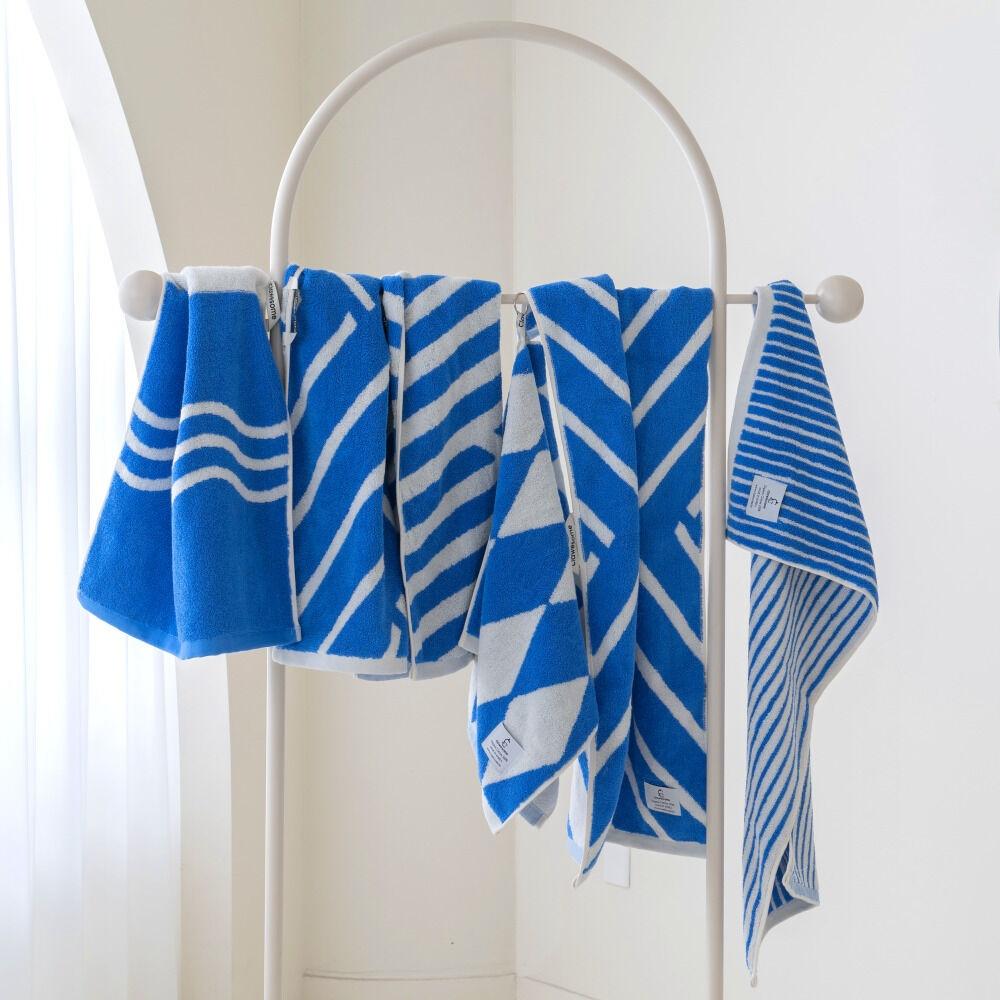 클라우썸 오가닉수건 블루 웨이브 185g 1p 먼지없는수건 고급