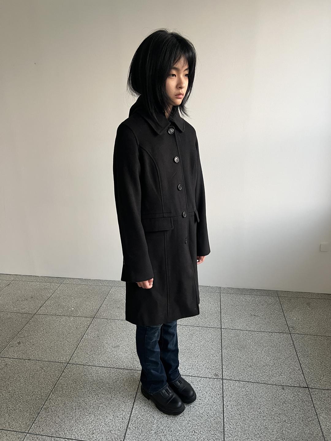 Vintage Classic Black Wool Coat