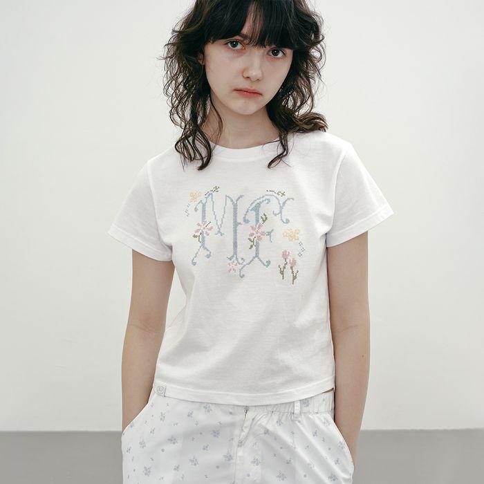 [2차 리오더] CROSS STITCH LOGO T-SHIRT (WHITE)