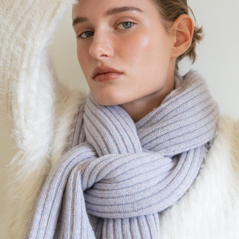 알파카 메리노울 벌키 니트 숄 머플러 라일락 SL22FMFFALL