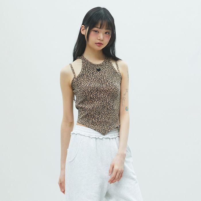 LEOPARD PRINT CUT OUT SLEEVELESS TOP 레오파드 나시 BROWN BR2CV001