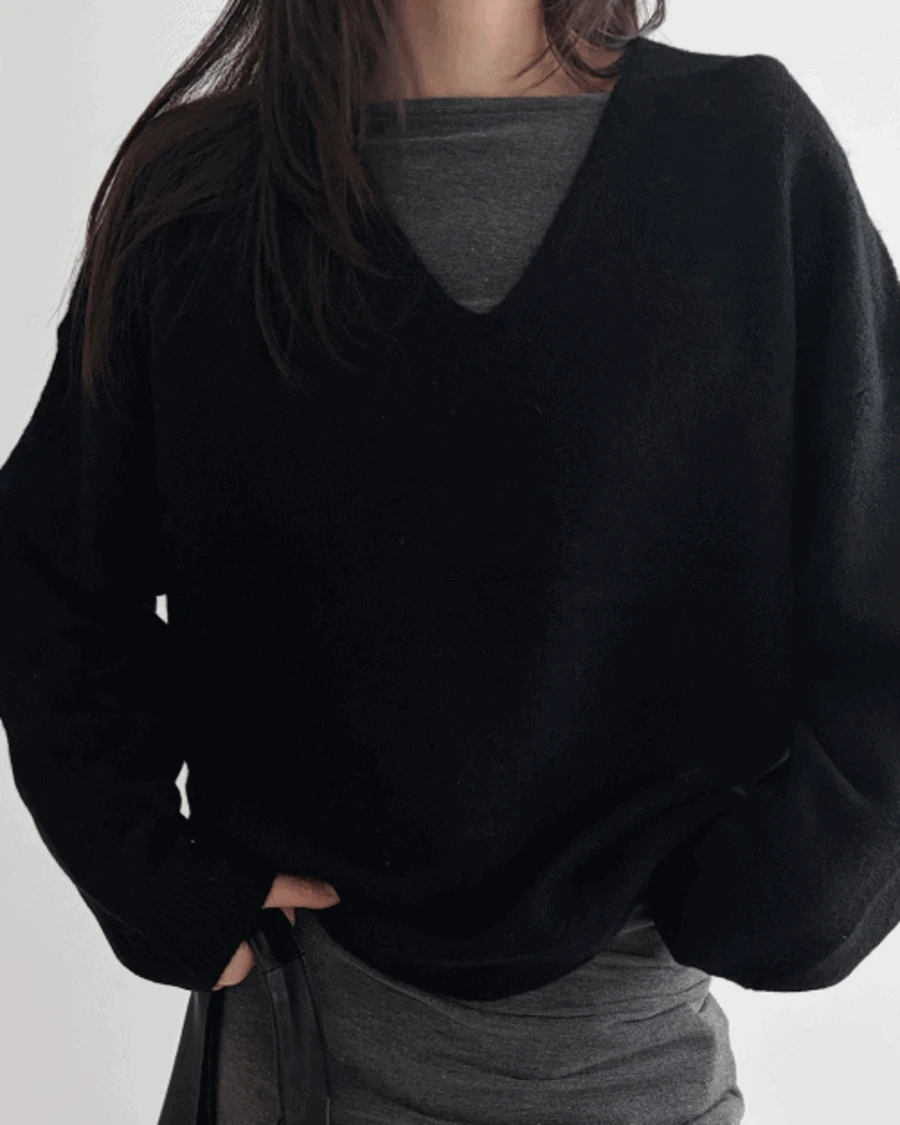 울 브이넥 니트 (4c)